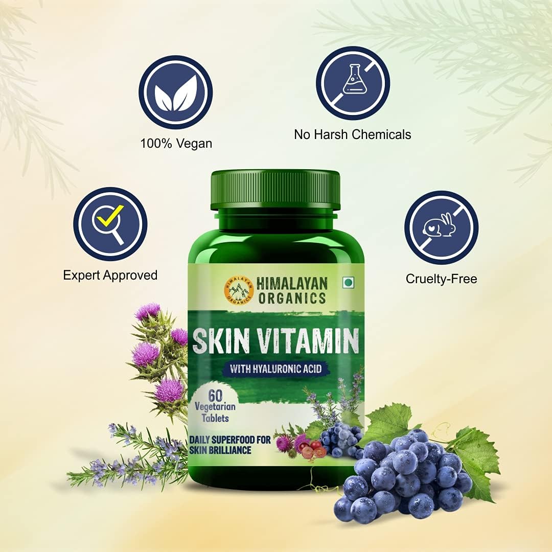 Himalayan Organics Skin Vitamin Tablets with Hyaluronic Acid - 60 Count - Image 3