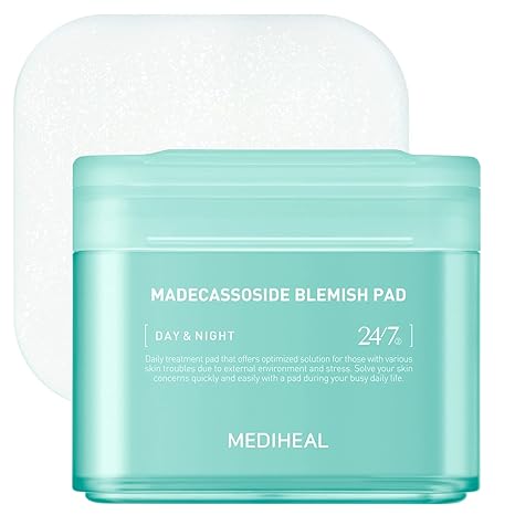 Mediheal Madecassoside Blemish Pad | Square Cotton Facial Toner Pads With Centella Asiatica & Madecassoside | Anti Blemish Face Pads To Improve Uneven Skin Tone | 100 Pads