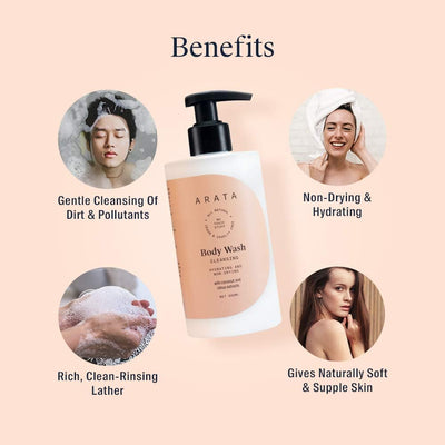Arata Hydrating Body Wash with Coconut & Citrus Extracts - 300ml - Image 3