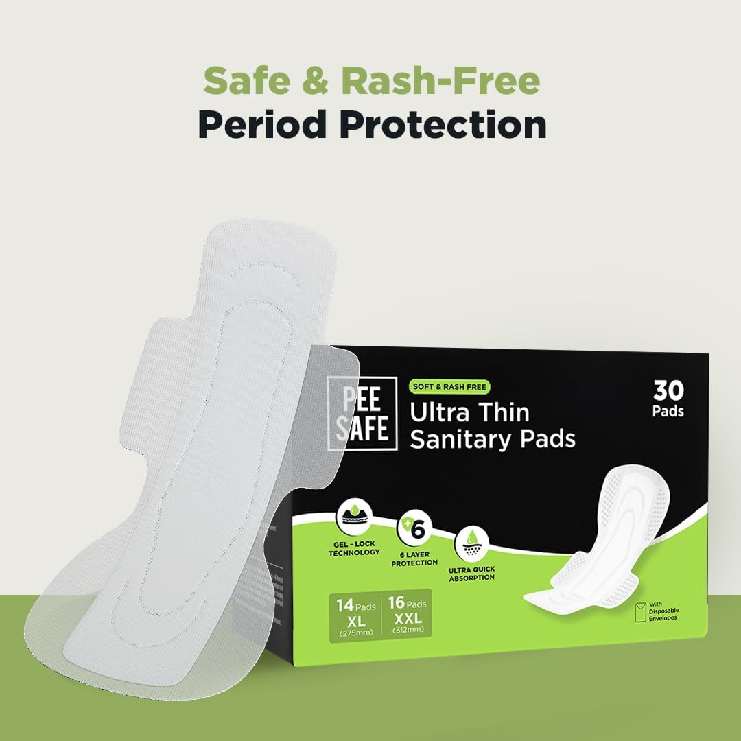 Pee Safe Ultra Thin Sanitary Pads with Gel Lock - 30 Pads (14 XL, 16 XXL) - Image 8