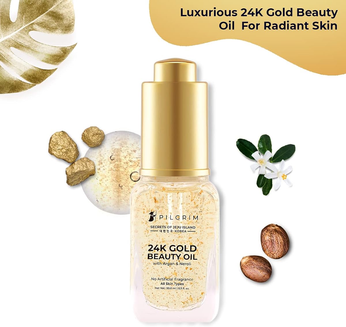 Pilgrim 24K Gold Beauty Oil with Argan & Neroli - 20ml - Image 2