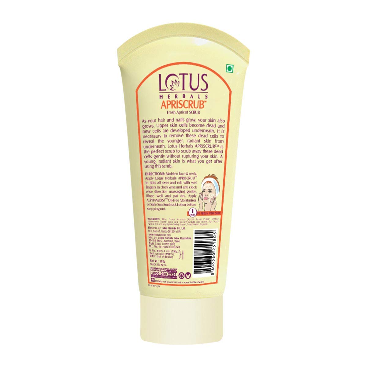 Lotus Herbal Apriscrub Fresh Apricot Scrub - 180 Gram Exfoliator - Image 2