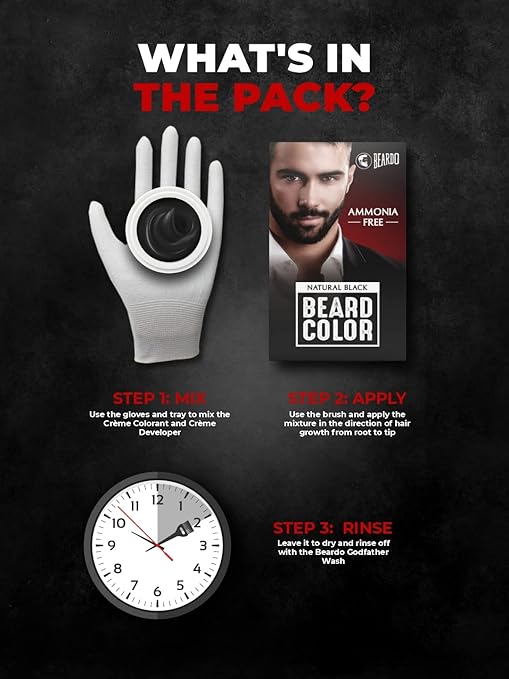 Beardo Beard Colour Black - Hair Colour & Styling, 60ml - Image 3