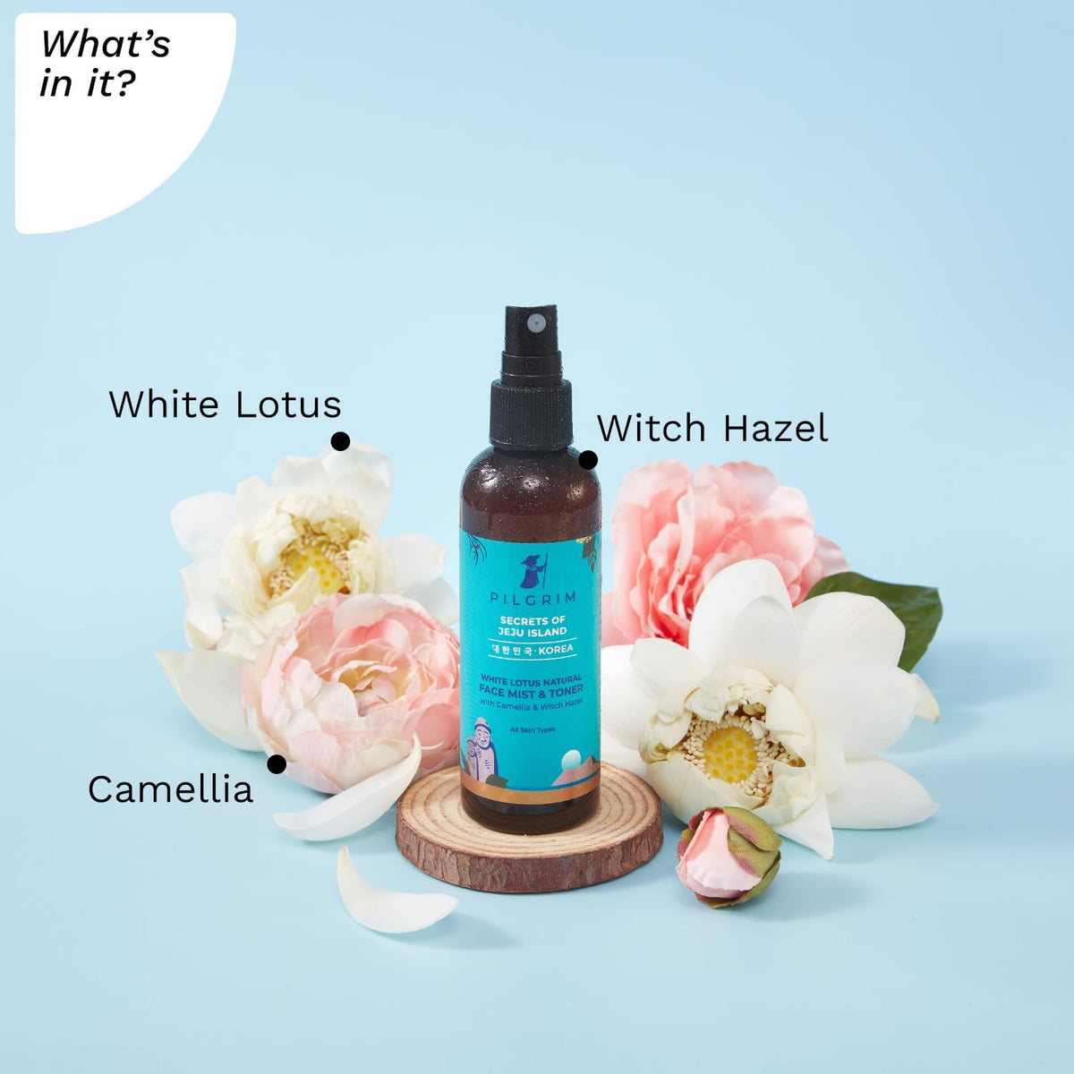 Pilgrim Korean Beauty White Lotus Face Mist & Toner - Alcohol-Free, 100ml - Image 3