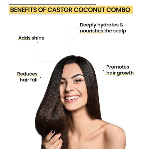 Rey Naturals Cold Pressed Castor & Virgin Coconut Hair Oil (200 ml + 200 ml)