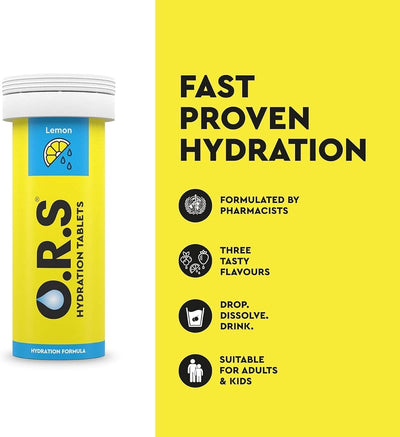 ORS Hydration Electrolyte Tablets - Lemon Flavour, 72 Tablets (6 x 12) - Image 2