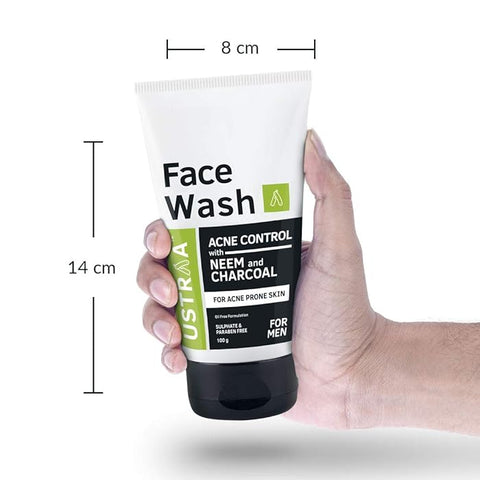 USTRA Face Wash Acne Control with Neem and Charcoal for Acne Prone Skin 100g