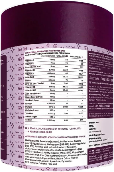 What's Up Wellness Beauty Gummies - Biotin & Superfoods Blend - 30 Gummies - Image 4
