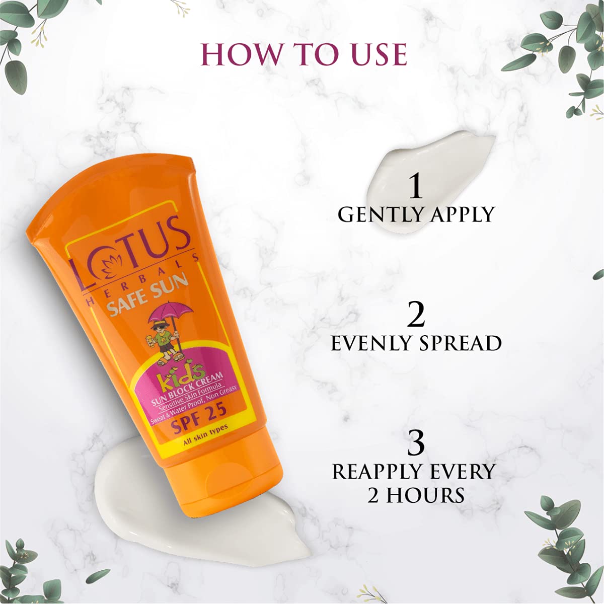 Lotus Herbals Safe Sun Kids Sun Block Cream SPF 25 - 100g - Image 3