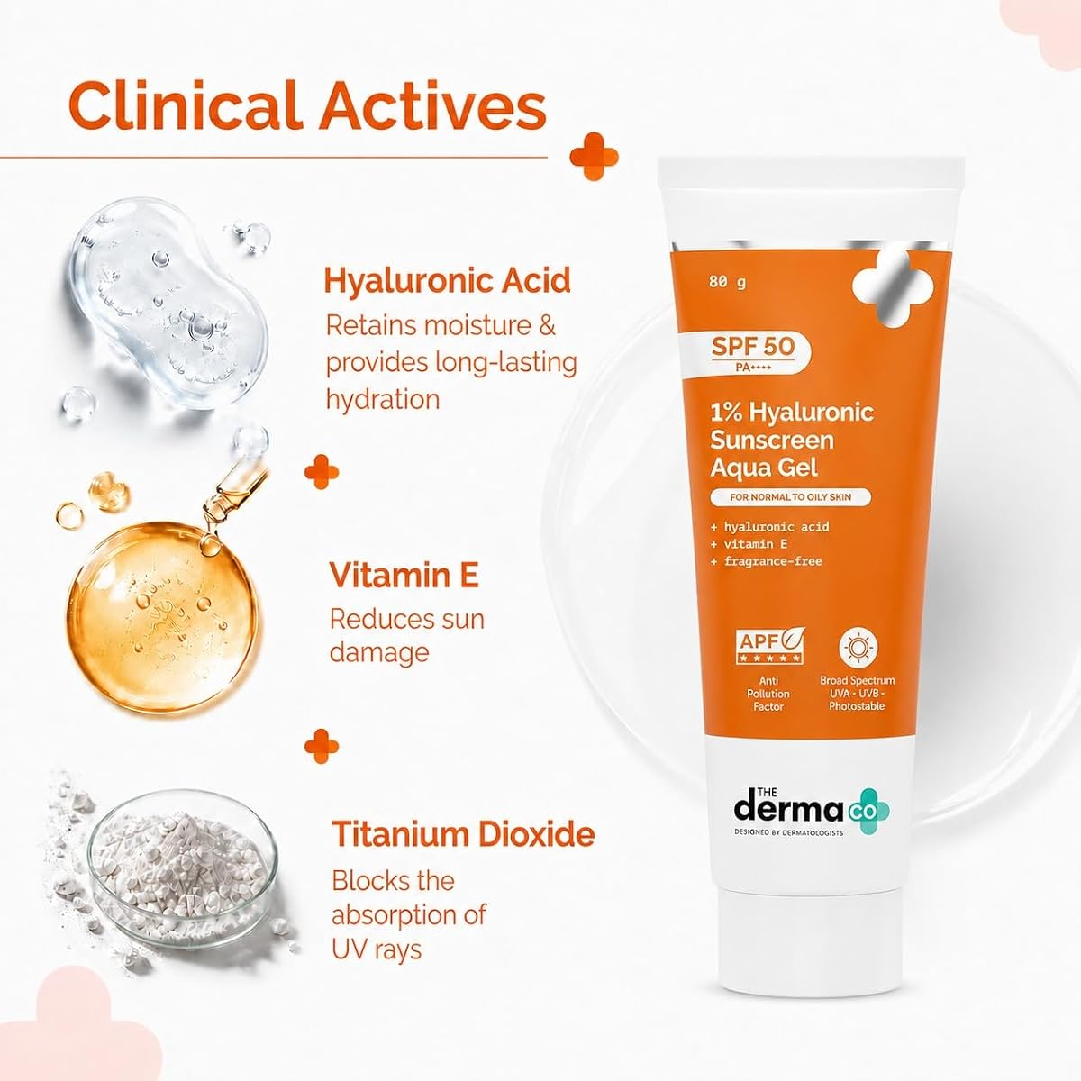 The Derma Co Sunscreen SPF 50 Aqua Gel - 1% Hyaluronic Acid, PA++++, 80g - Image 3