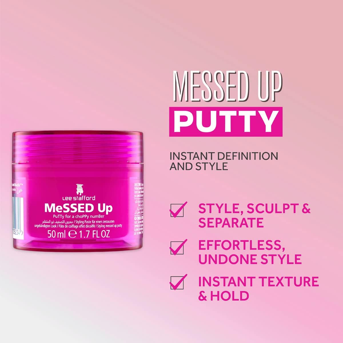Lee Stafford Messed Up Styling Paste - Hair Styling - 50ml - Image 2