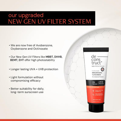 Deconstruct Fluid Brightening Sunscreen SPF 50+, No White Cast - 50g - Image 3