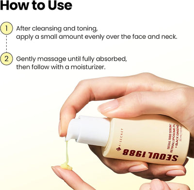 K-SECRET SEOUL 1988 Retinal Liposome Face Serum - 2% Retinal, 58% Black Ginseng Extract - 30ml - Image 7