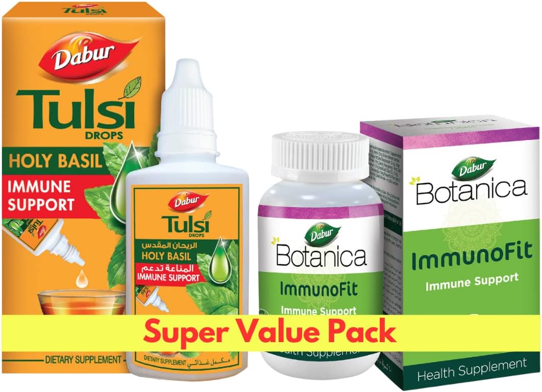 Dabur Botanica ImmunoFit- 60 capsules + Dabur Tulsi Drops  - 30 ml Combo Set