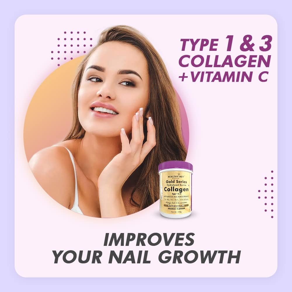 HealthyHey Nutrition Gold Series Hydrolysed Bovine Collagen Type 1 & 3, 200g - Orange - Image 3