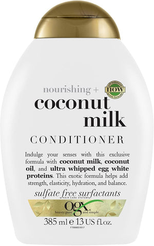 OGX Nourishing Coconut Milk Conditioner (1x 384.5ml), Hydrating and Revitalising Hair Conditioner for Dry, Damaged Hair, Enriched with Coconut Oil and Amino Acids for Soft, Smooth Strands