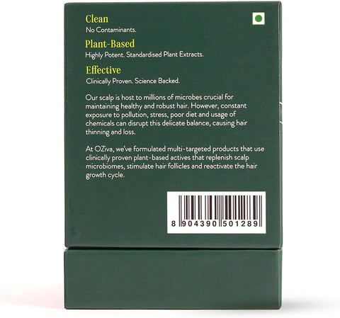 Oziva+ Advanced Hair Growth Serum With 3% Redensyl & 1% Lindera Root Extract | Balances Scalp Microbiome & Activates Hair Growth | Scientist Formulated With Pure Plant Actives | No Side Effects | 30Ml