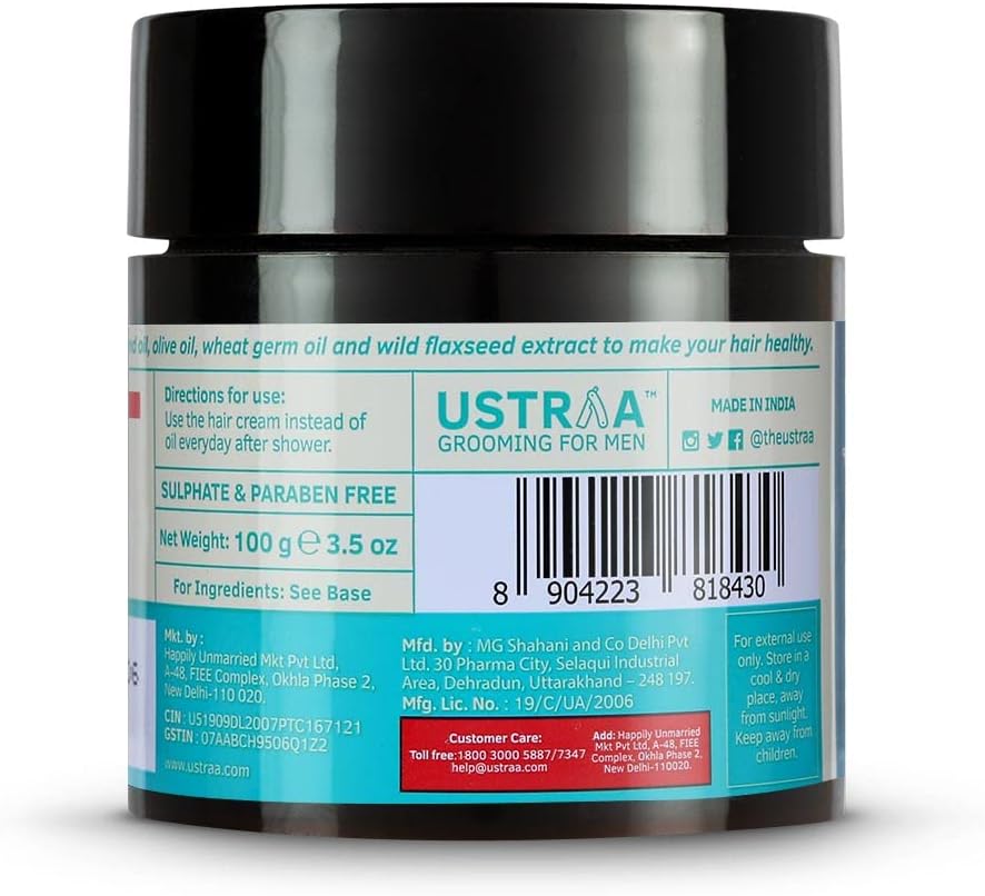Ustraa Hair Cream with Wild Flaxseed & Wheat Germ Oil - 100g - Image 2