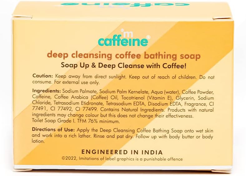 mCaffeine Deep Cleansing Coffee Bathing Bar - Sulphate-Free, Antioxidant-Rich - 100g - Image 8