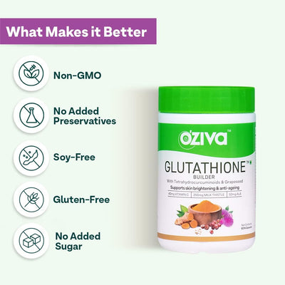 Oziva Plant Based Glutathione Builder - Skin Brightening Capsules, 60 Count - Image 6
