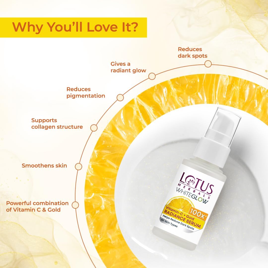 Lotus Herbals Face Serum with Vitamin C + Gold for Radiance - 30ml - Image 3