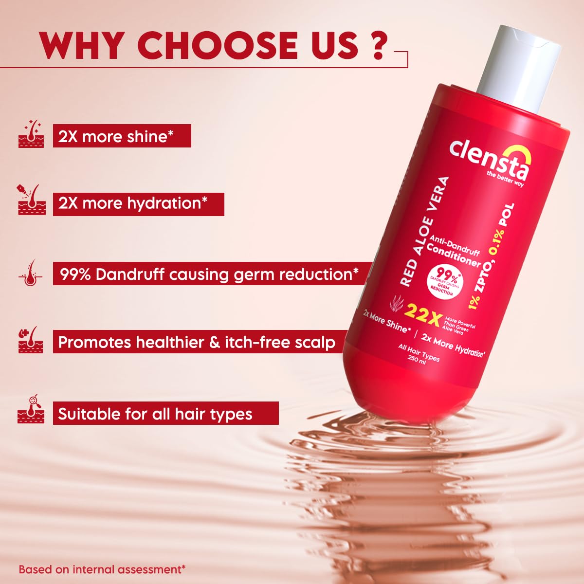 Clensta Red Aloe Vera Anti-Dandruff Conditioner - 250ml - Image 4