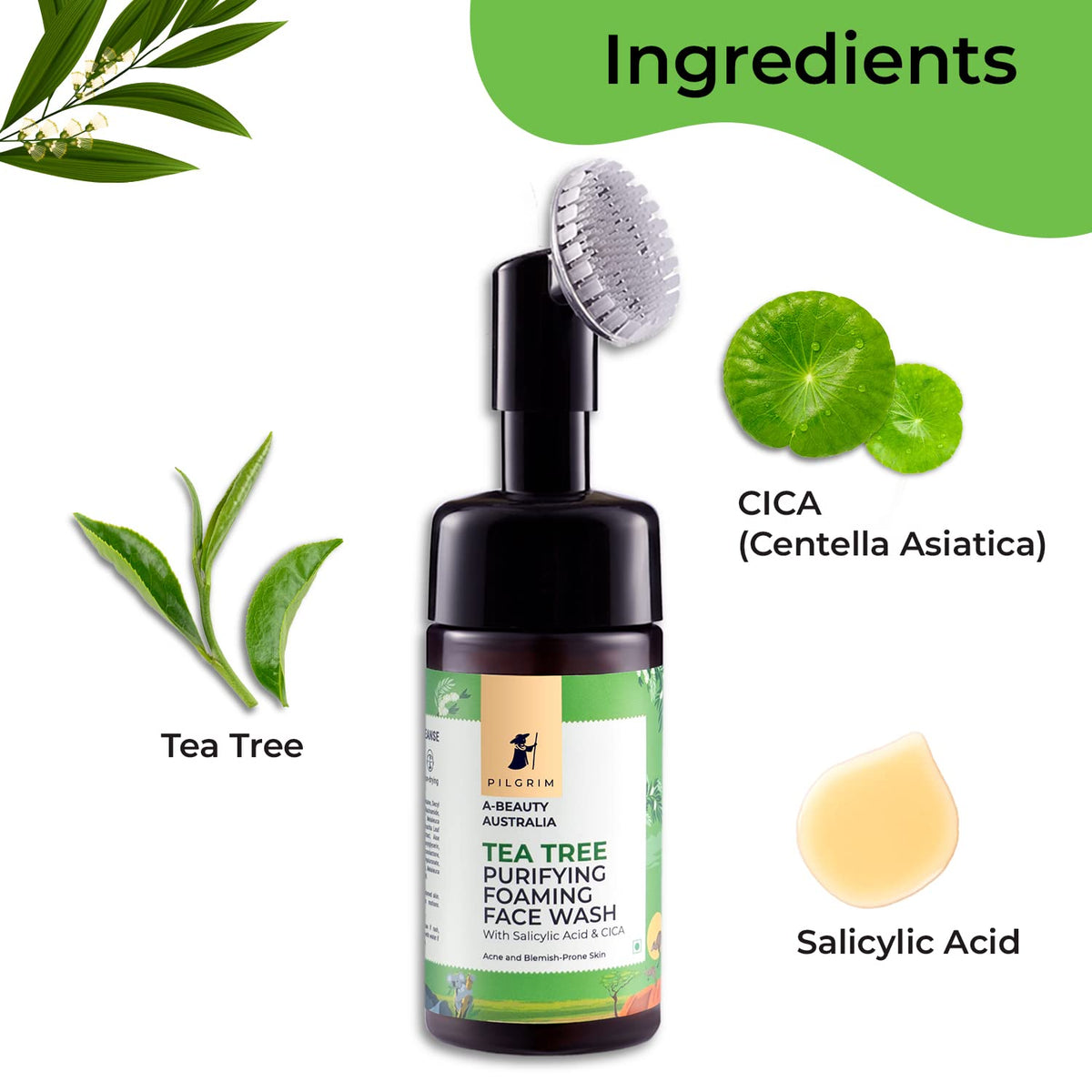 Pilgrim Australian Tea Tree & Salicylic Acid Foaming Face Wash - 120ml - Image 3
