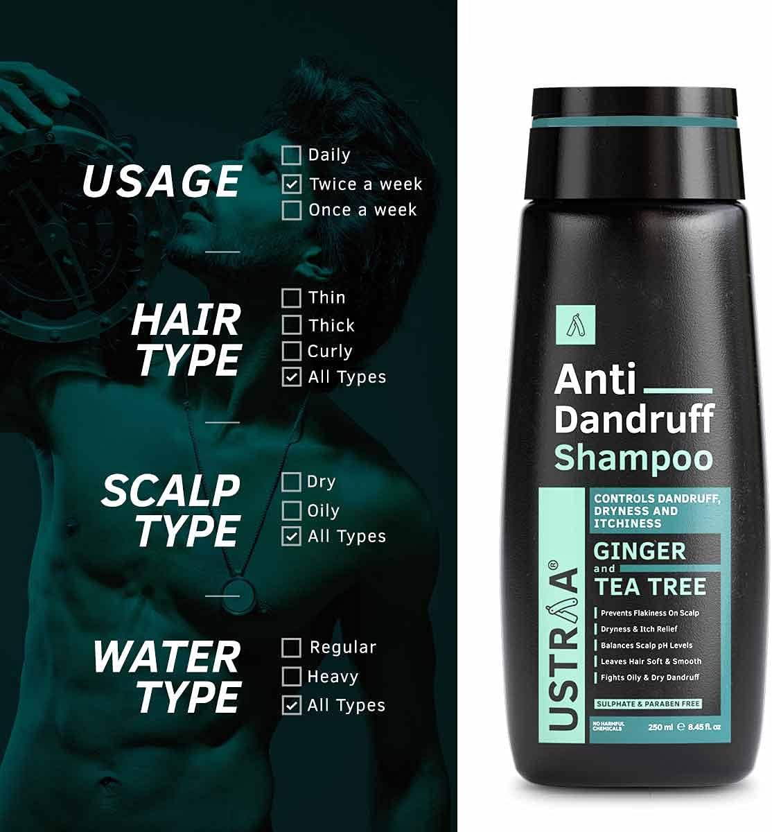 Ustraa Anti-Dandruff Shampoo with Ginger & Tea Tree - 250ml - Image 4