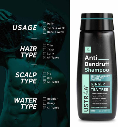 Ustraa Anti-Dandruff Shampoo with Ginger & Tea Tree - 250ml - Image 4