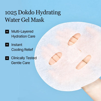 Round Lab 1025 Dokdo Hydrating Water Gel Mask - Hydrolyzed Hyaluronic Acid, 30ml (10 Pack) - Image 3