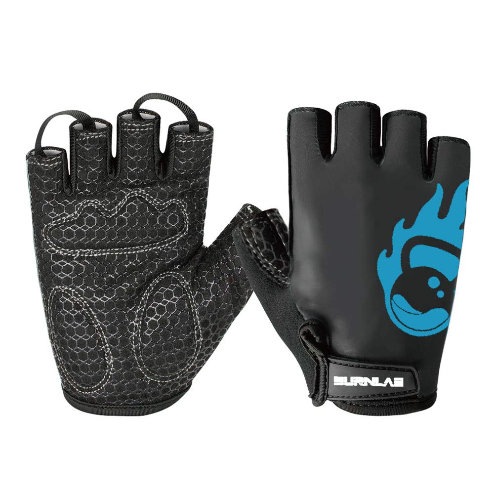 Burnlab Flex Gym Gloves for Men and Women - Black & Blue, Large
