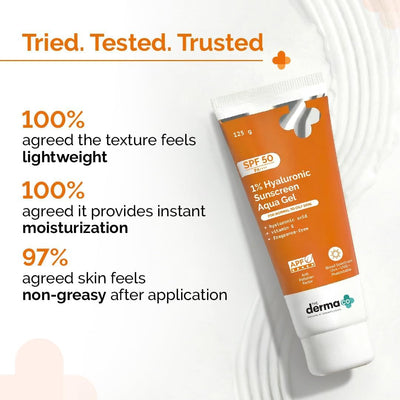 The Derma Co Sunscreen SPF 50 Aqua Gel - 1% Hyaluronic Acid, PA++++, 80g - Image 6