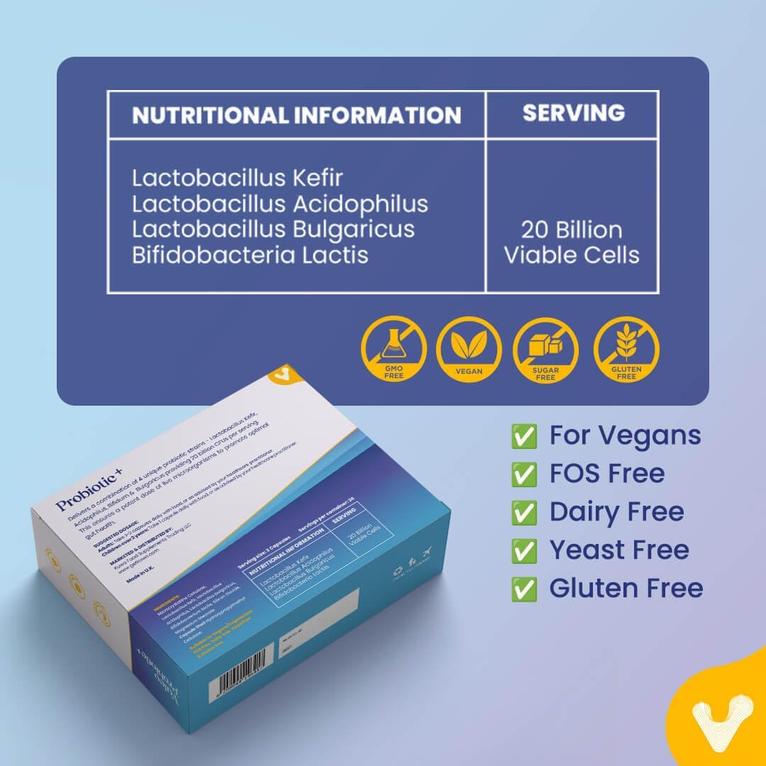Valeo Probiotic+ - 4 Strains, 20 Billion CFUs - 60 Capsules - Image 2