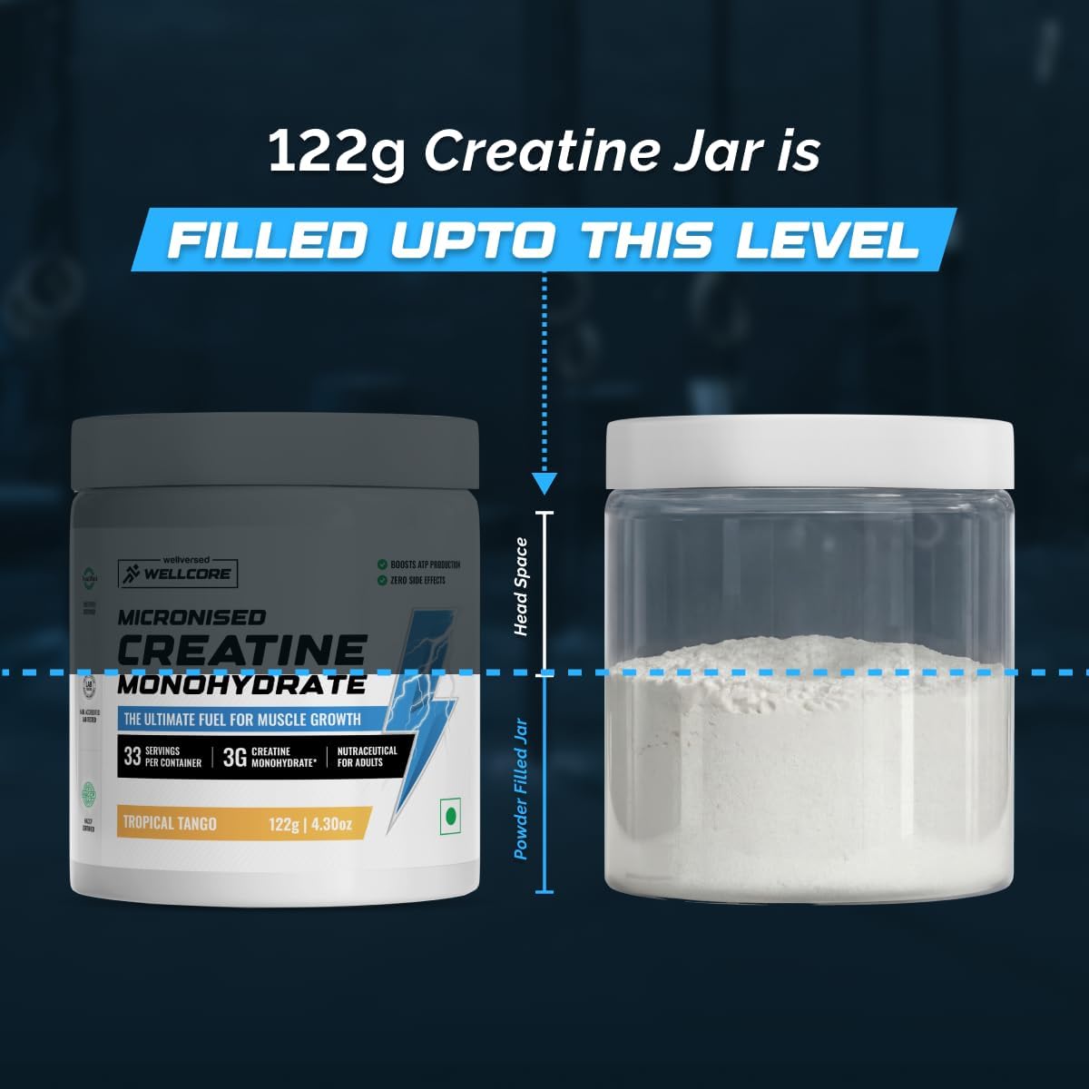 Wellcore Creatine Monohydrate Powder - Tropical Tango, 122g - Image 2
