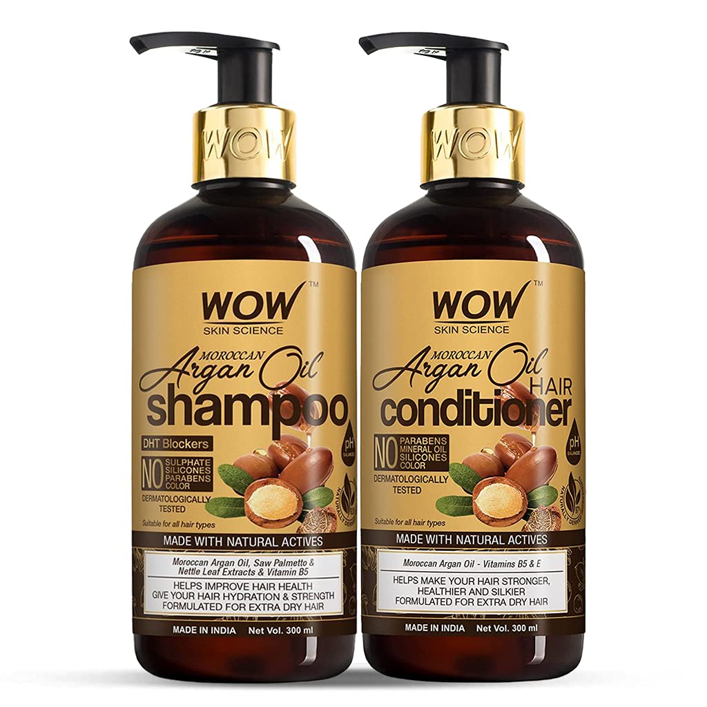 Wow Skin Science Moroccan Argan Oil Hair Care Kit - Consist Of Shampoo & Conditioner - Net Vol 600ml