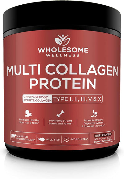 Wholesome Multi Collagen Peptides Protein Powder, Unflavored, 454g