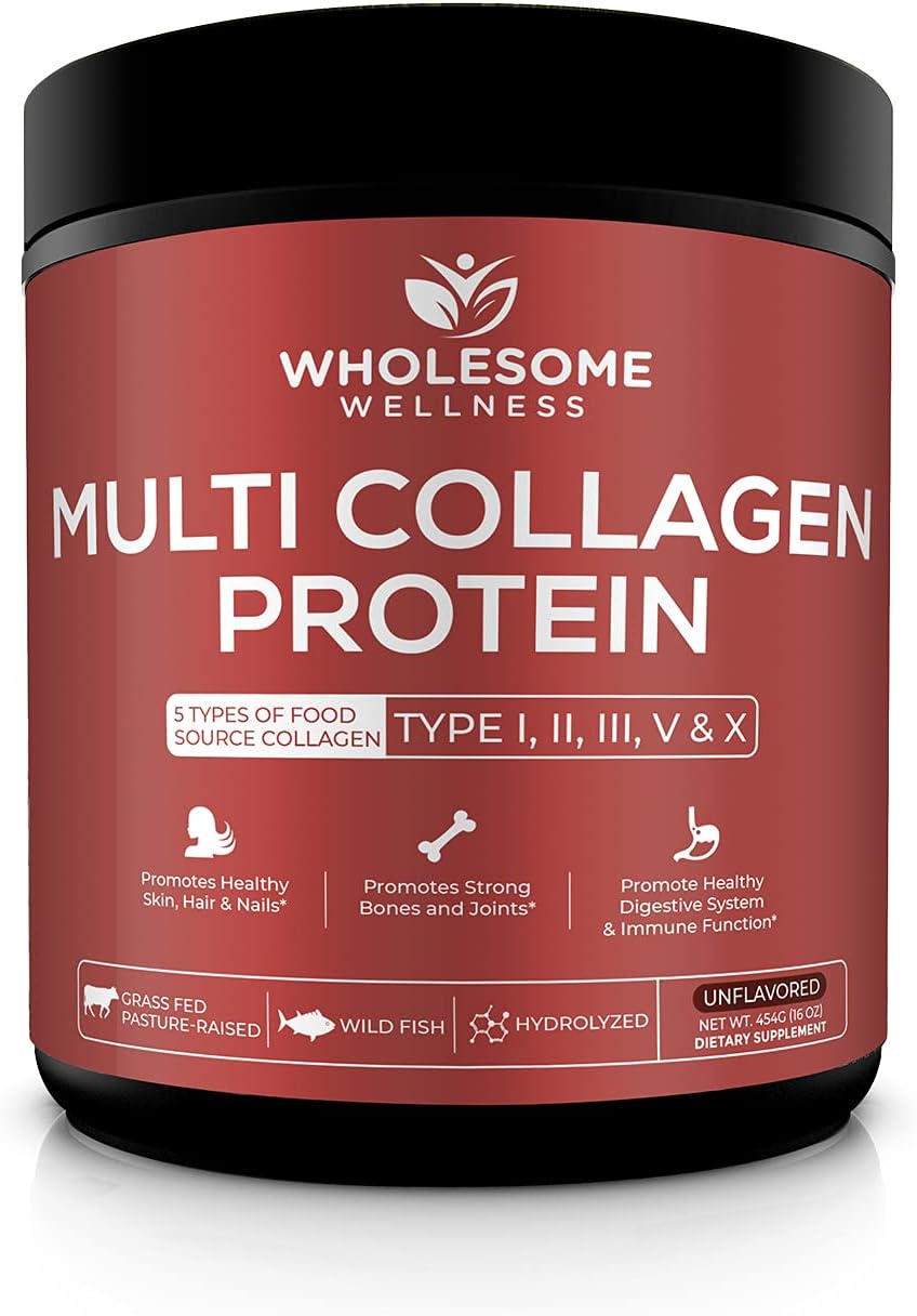 Wholesome Multi Collagen Peptides Protein Powder, Unflavored, 454g