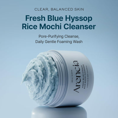 Arencia Fresh Blue Hyssop Rice Mochi Face Cleanser - Exfoliating Scrub 120g - Image 2