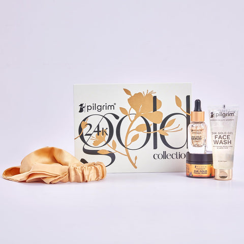 Pilgrim 24K GOLD FACIAL KIT 24K Gold Facial Mask, 24K Gold Serum, Gold Satin Hairband 30 Gm