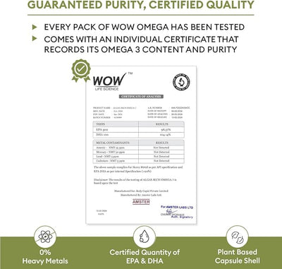 Wow Life Science Algae Omega Capsules - Vitamins & Minerals, 60 Count - Image 6