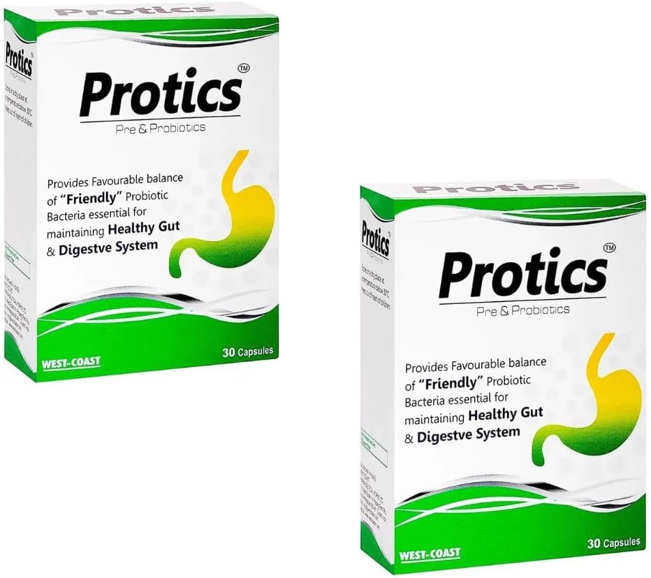 Protics Pre-Probiotics Capsules - Gut Health Support - 30 Capsules, Pack of 2