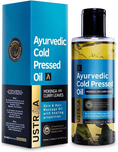 Ustraa Ayurvedic Cold Pressed Hair Oil with Moringa and Curry Leaves - 200ml