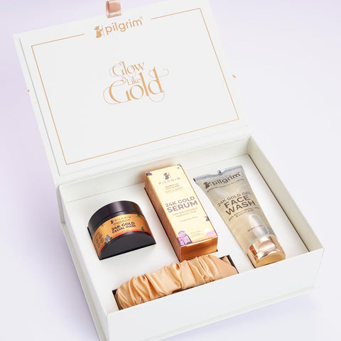 Pilgrim 24K GOLD FACIAL KIT 24K Gold Facial Mask, 24K Gold Serum, Gold Satin Hairband 30 Gm