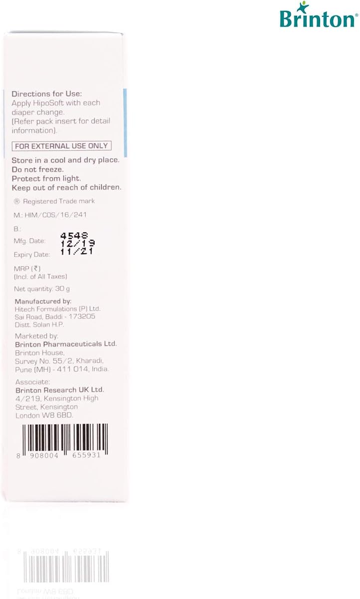 Brinton HipoSoft Diaper Rash Cream - Natural Blend with Zinc Oxide, 30g - Image 4