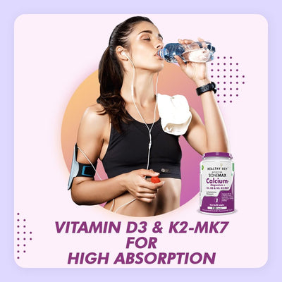 HealthyHey Calcium with Magnesium, Vitamin D3 & K2-MK7 - 120 Veg Capsules - Image 5