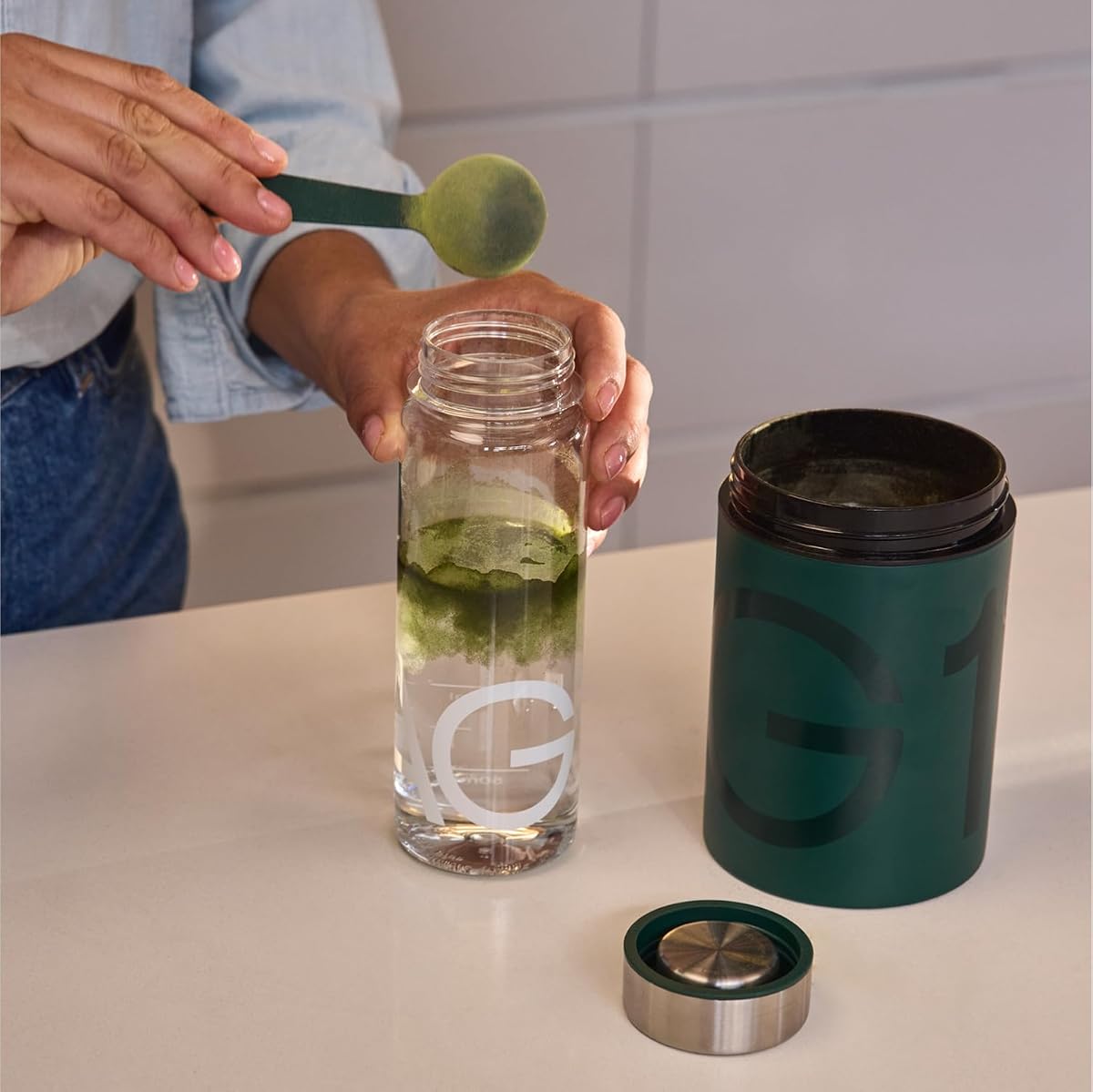 AG1 Premium Shaker Bottle with Stainless Steel Lid - 16oz - Image 4