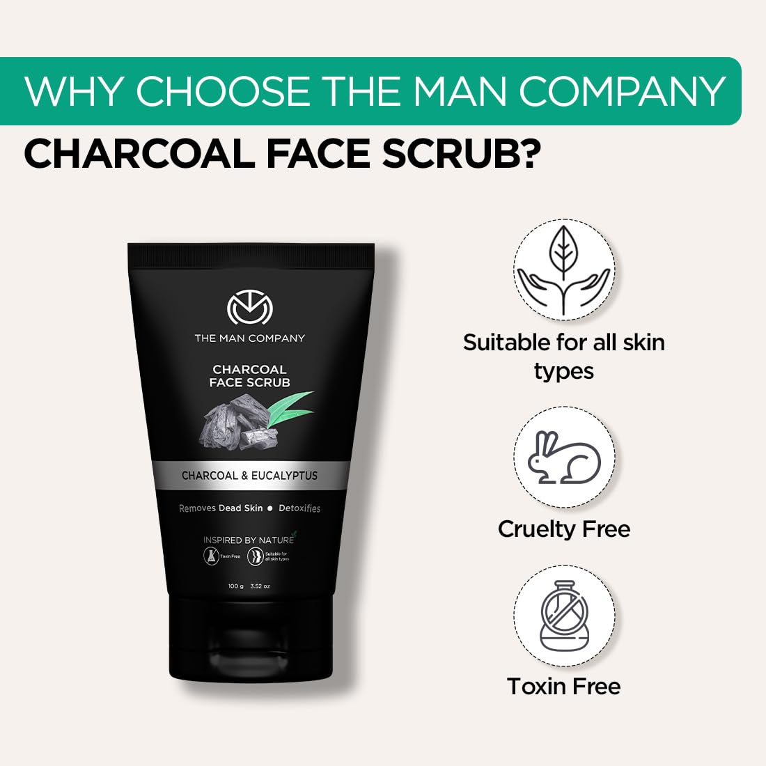 The Man Company Charcoal Face Scrub - Masks & Exfoliators, 100g - Image 4