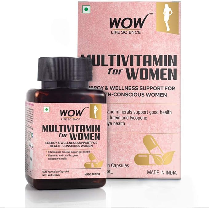 Wow Life Science Multivitamin for Women - Veg Capsules with Vitamin A, Lutein & Lycopene - 60 Count