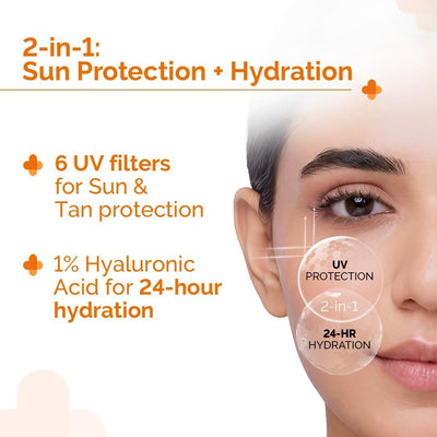 The Derma Co Sunscreen SPF 50 Aqua Gel - 1% Hyaluronic Acid, PA++++, 80g - Image 2