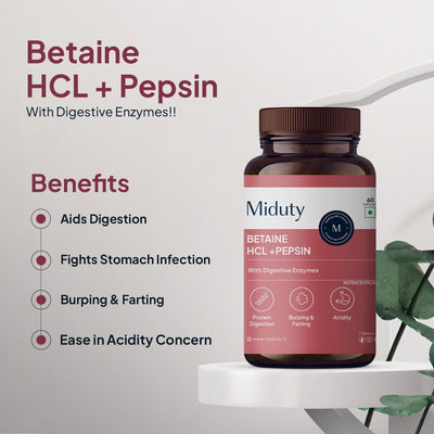 Miduty Betaine HCl + Pepsin - Digestive Health Support - 60 Capsules - Image 4